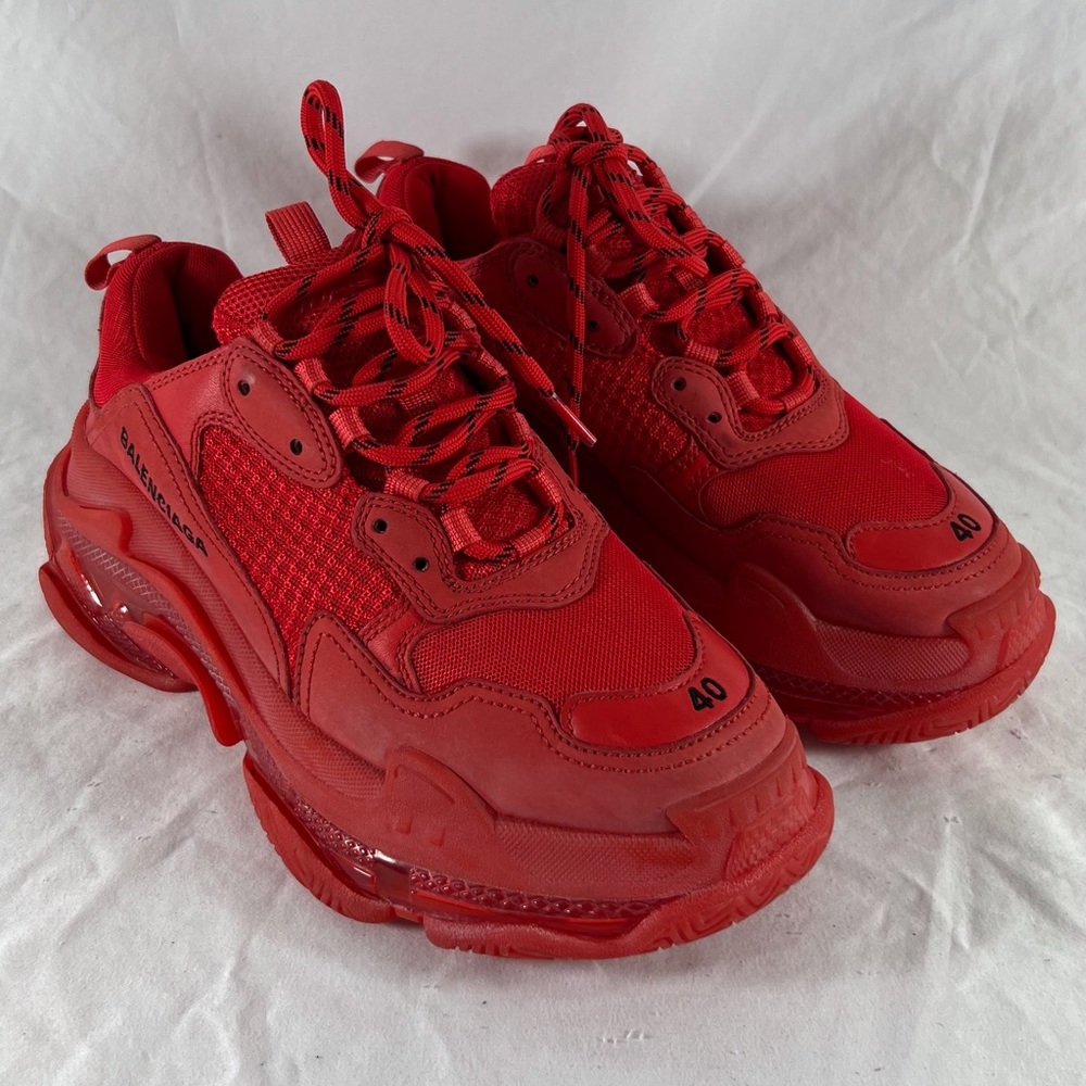 BALENCIAGA Red Triple S Sport Mens Sneakers Marked as 7US - Picture 5 of 17
